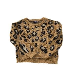 Freshman 1996 Nubby Texture Leopard Print Crew Neck Sweater Size Large
